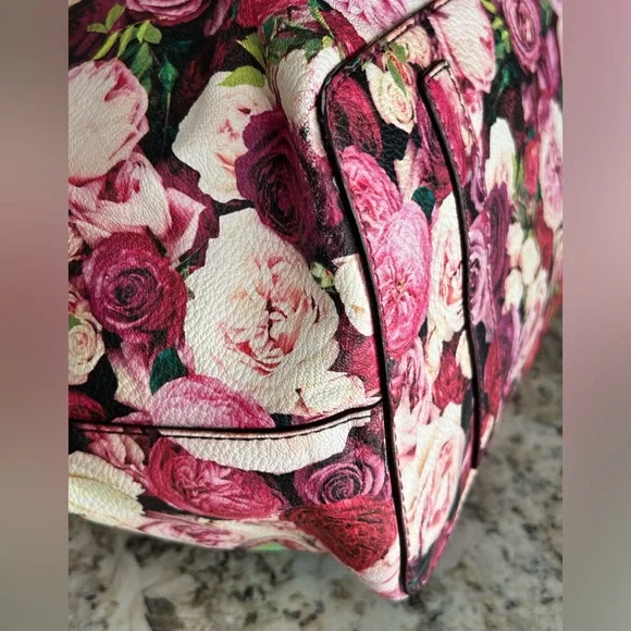 Kate Spade New York Grant Street Grainy Vinyl Juno Tote Bag Roses Floral Large - Picture 12 of 15